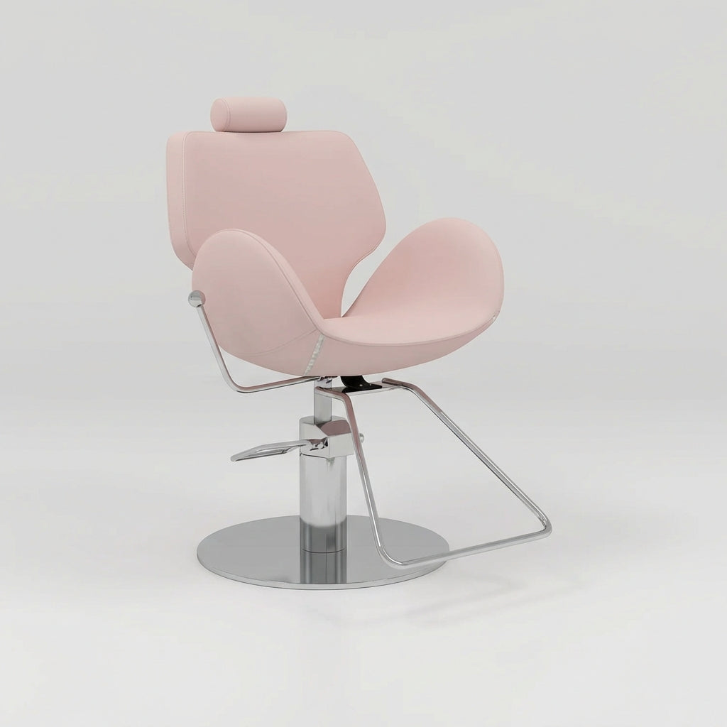 Height Adjustable Pink Chair with Silver Base