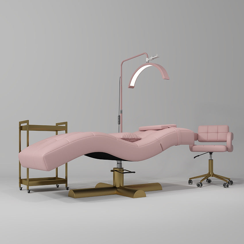 pink beauty bed set with light trolley and stool