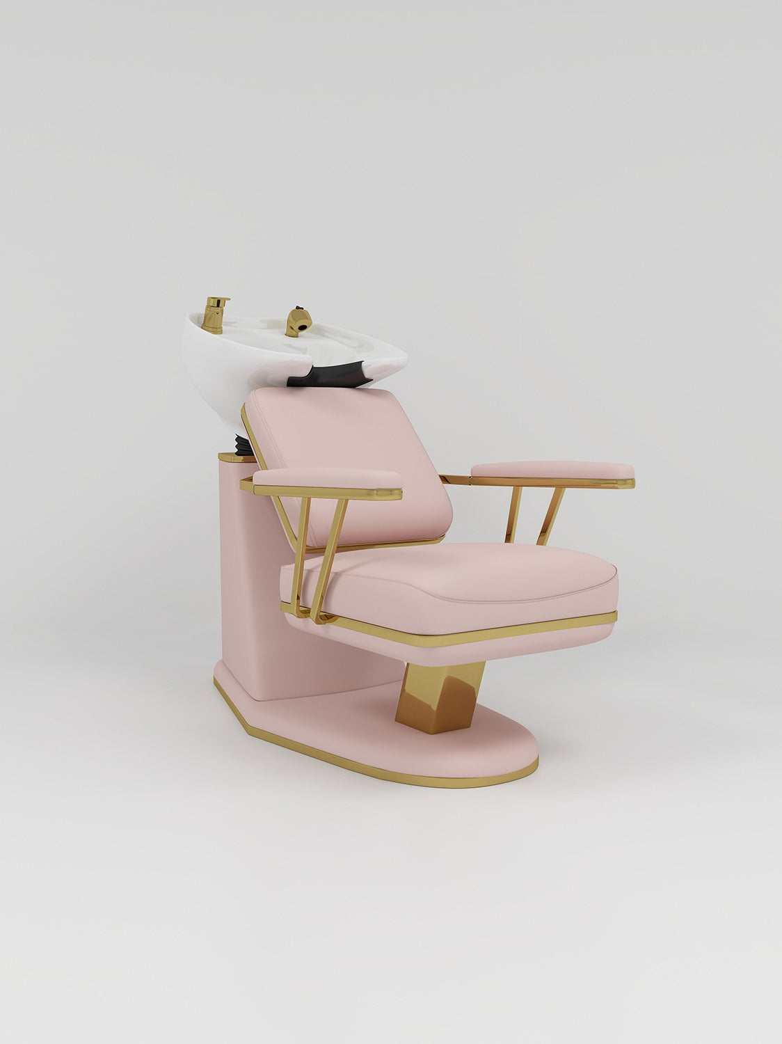 pink leather backwash with gold accessories