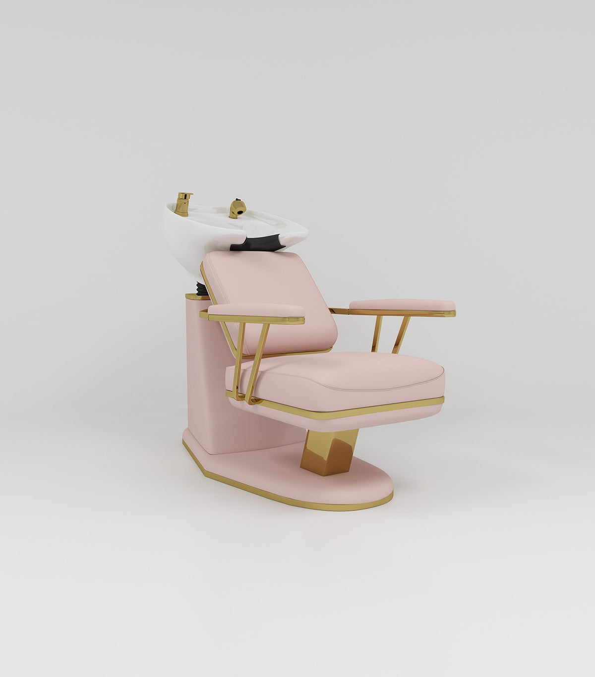 pink leather backwash with gold accessories