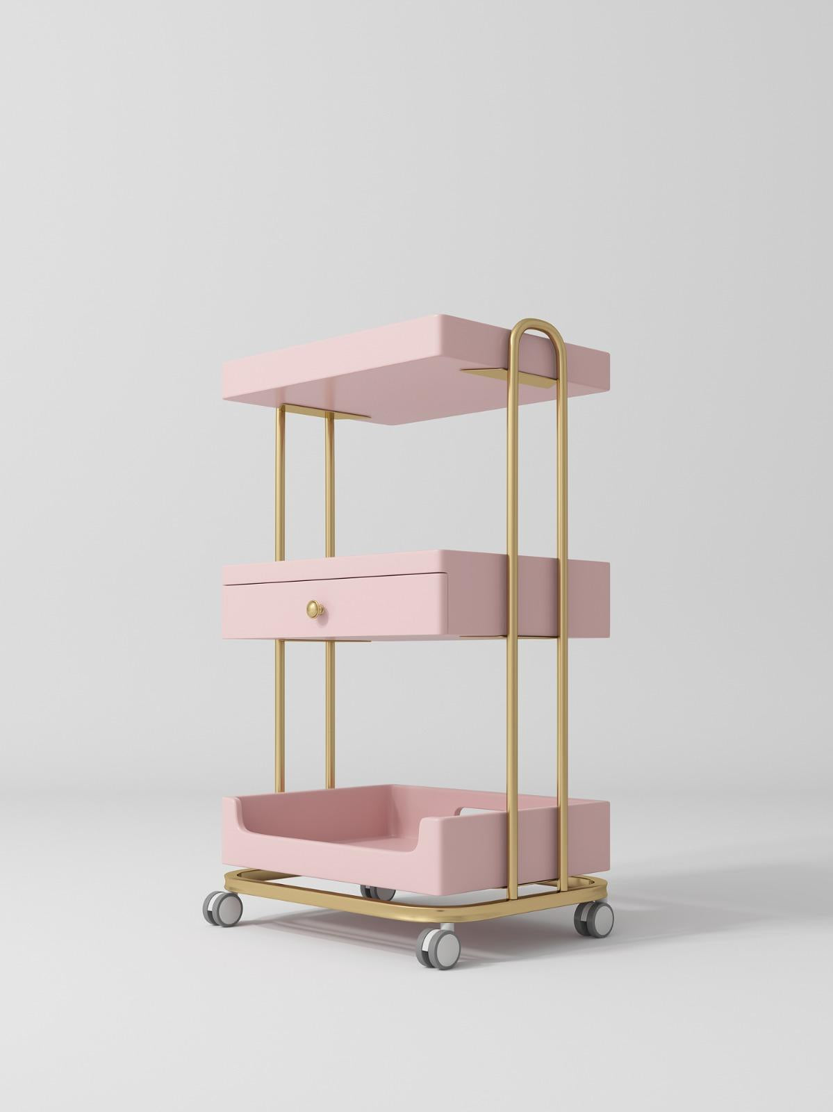 pink and gold trolley on wheels