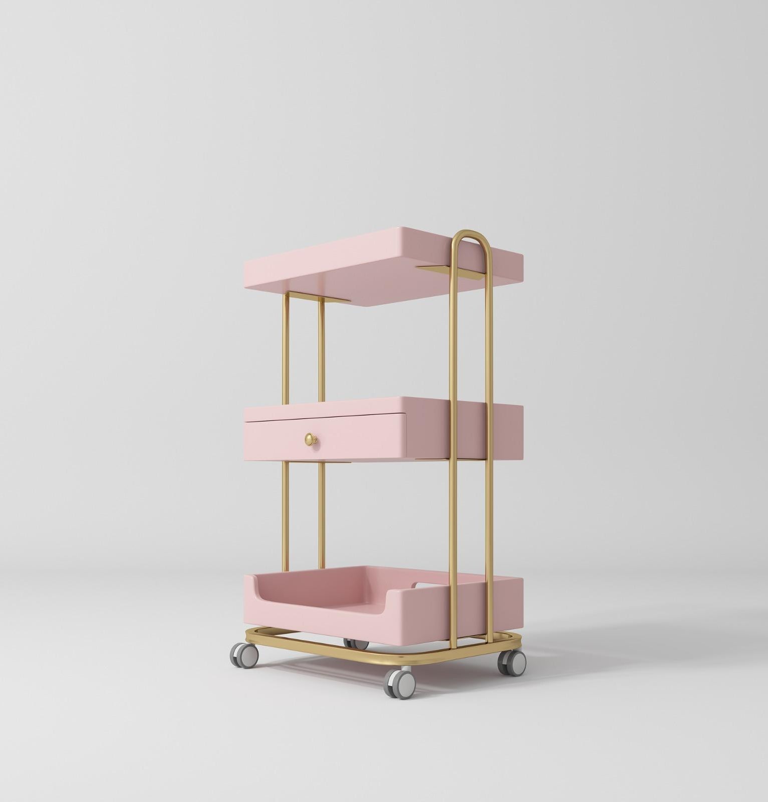 pink and gold trolley on wheels