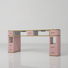pink nail desk for two people