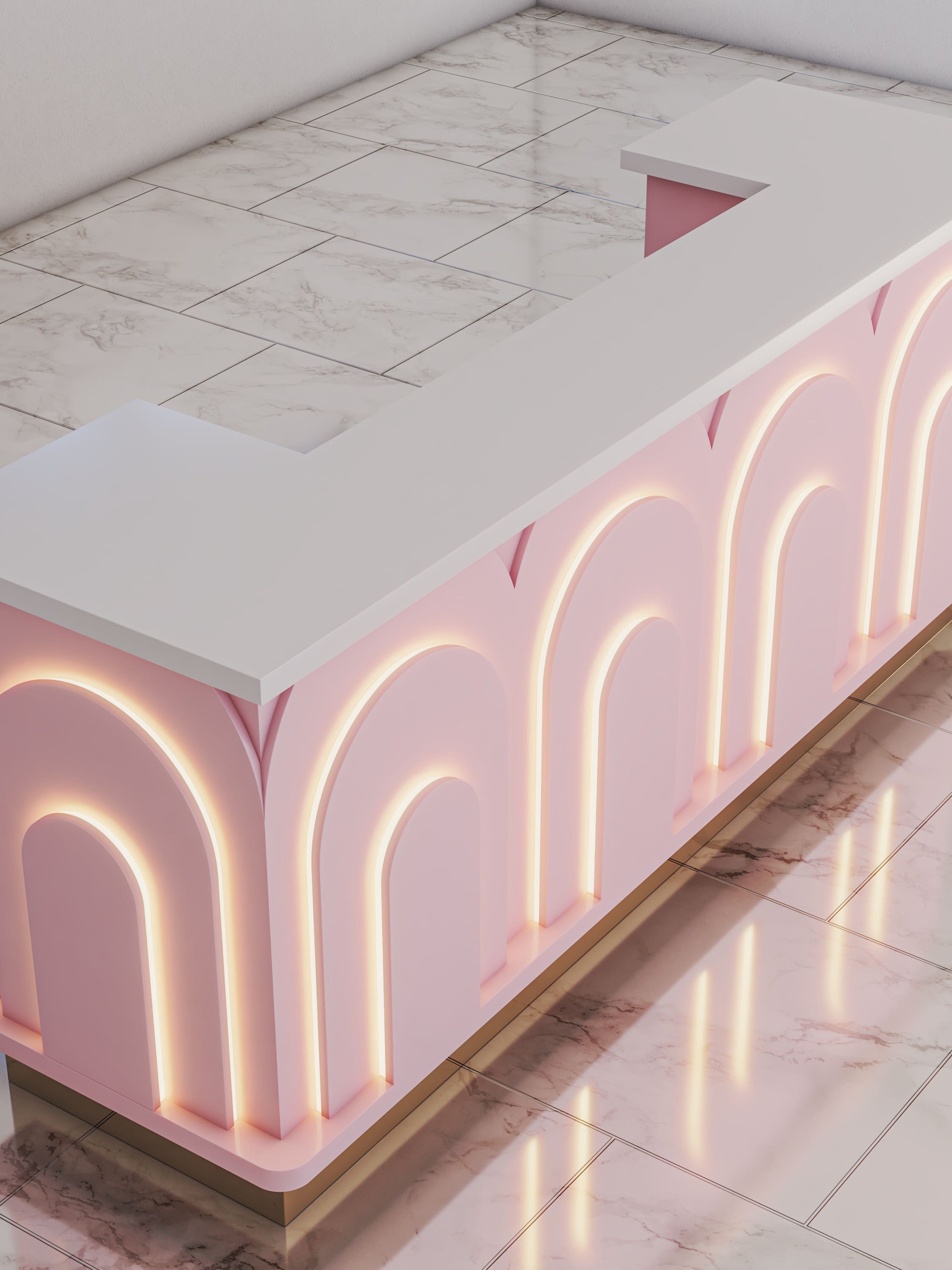 Luxury nail reception desk with lights
