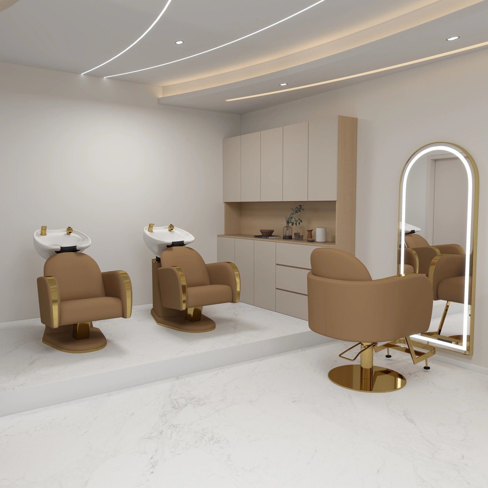 Brown and Gold Hair Salon Furniture SET