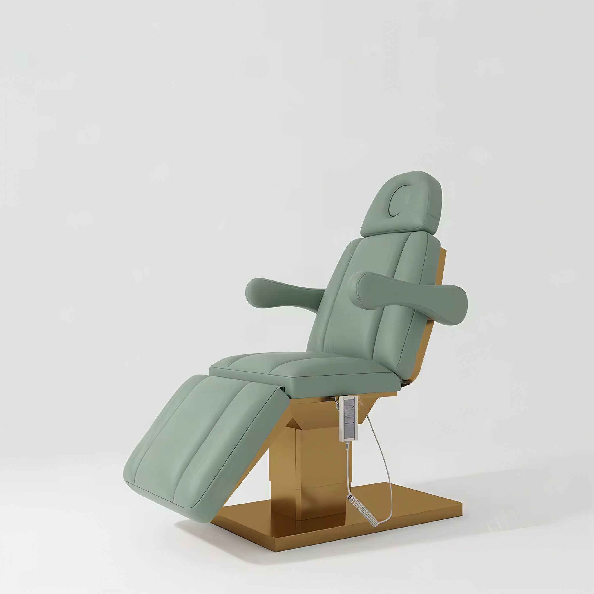 Sage green leather beauty bed for multi purpose treatments