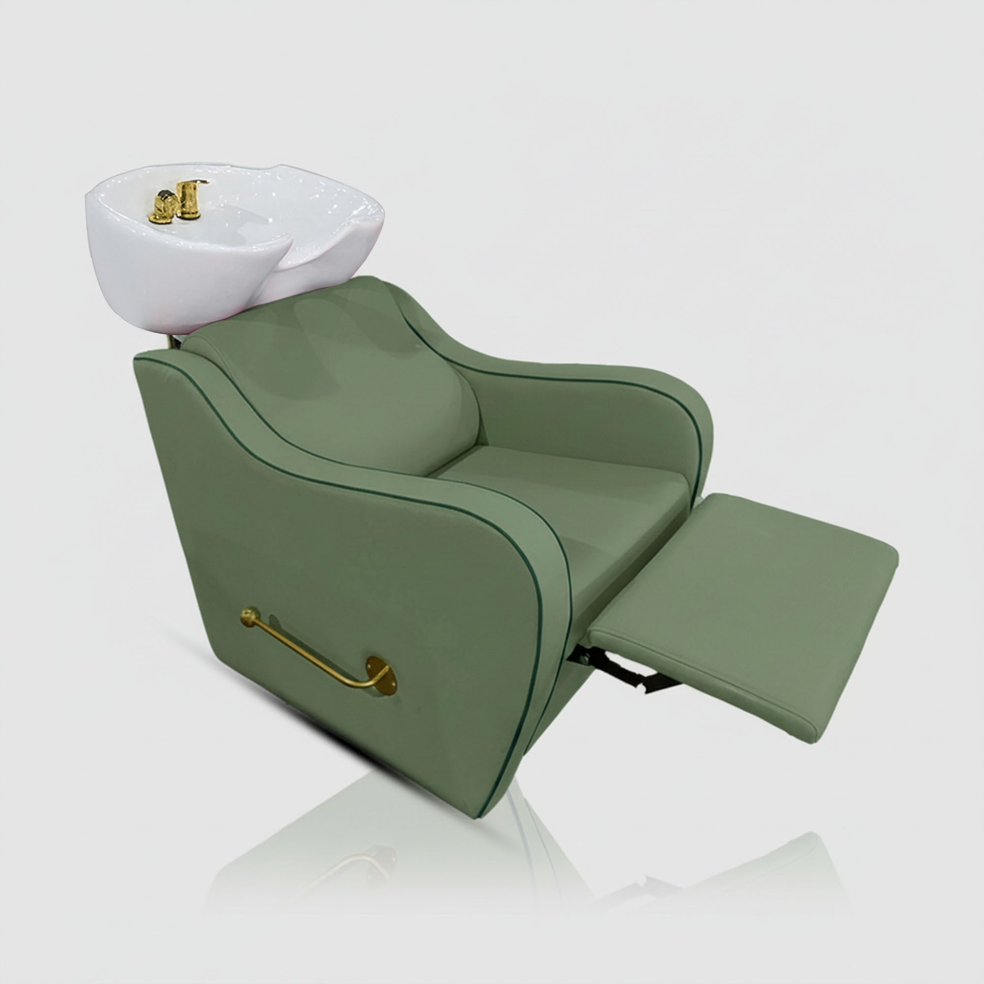 Sage Green Reclining Backwash Unit in Leather