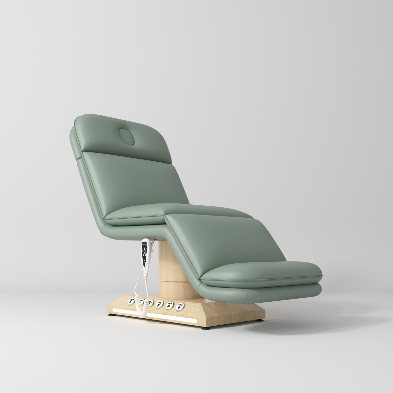 Sage Green Salon Bed with Wood Base