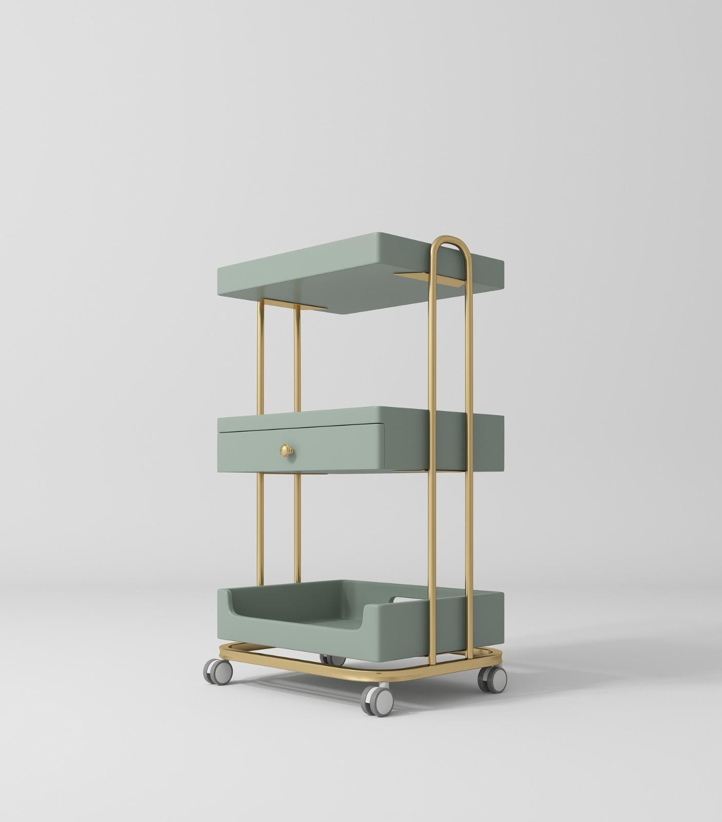 Modern Green & Gold Salon Trolley