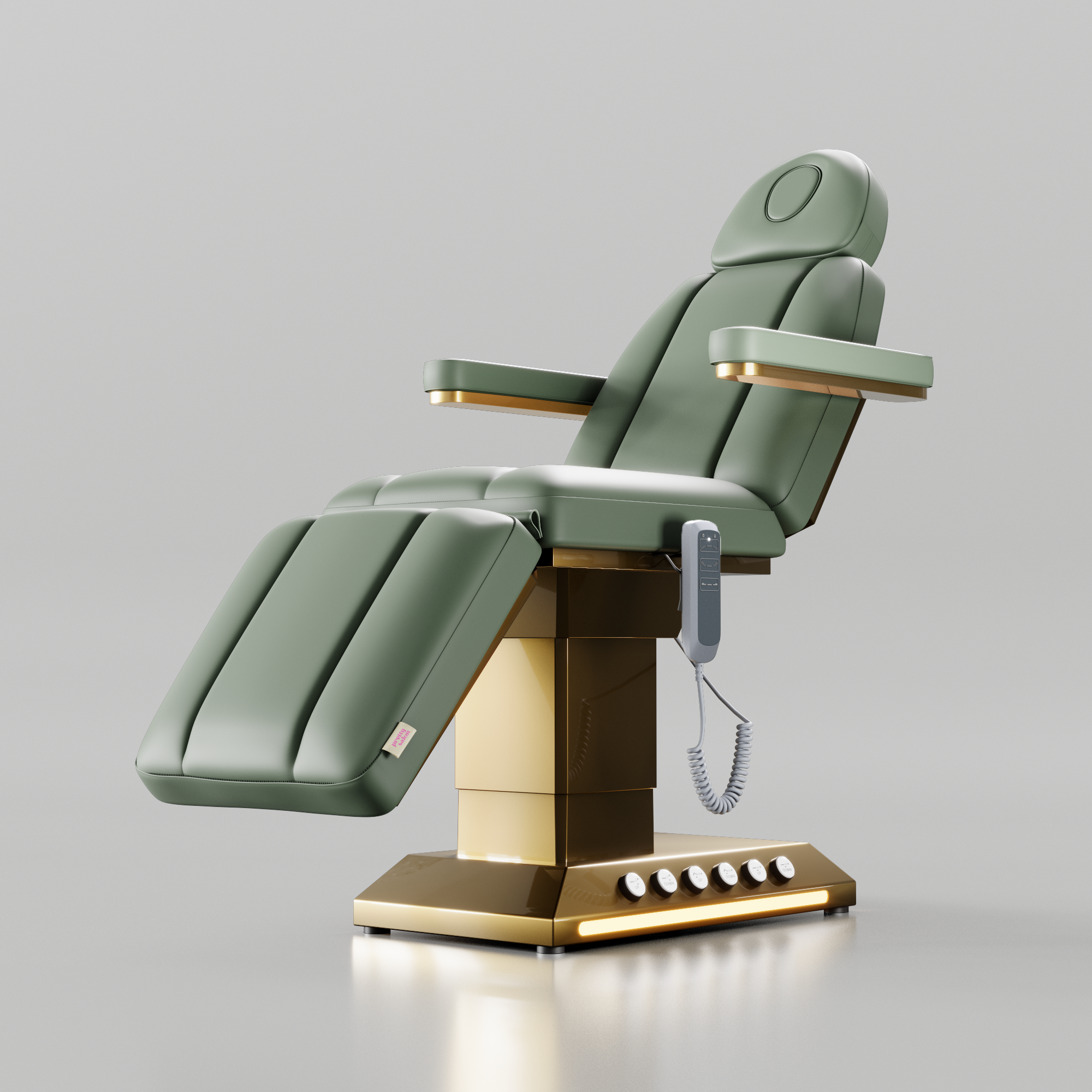 Comfy Electric Salon Bed with 3 Motors in Sage Green and Gold