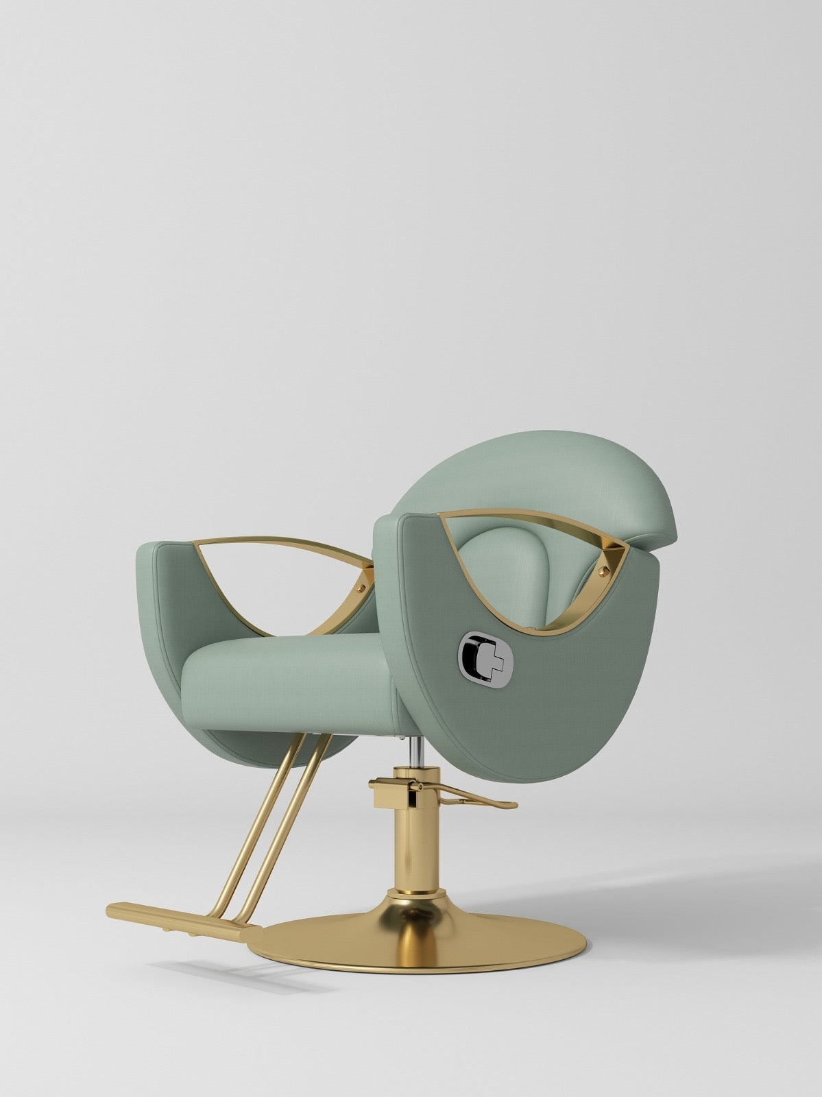 Sage Green Hair Styling Chair with Foot pump and rest