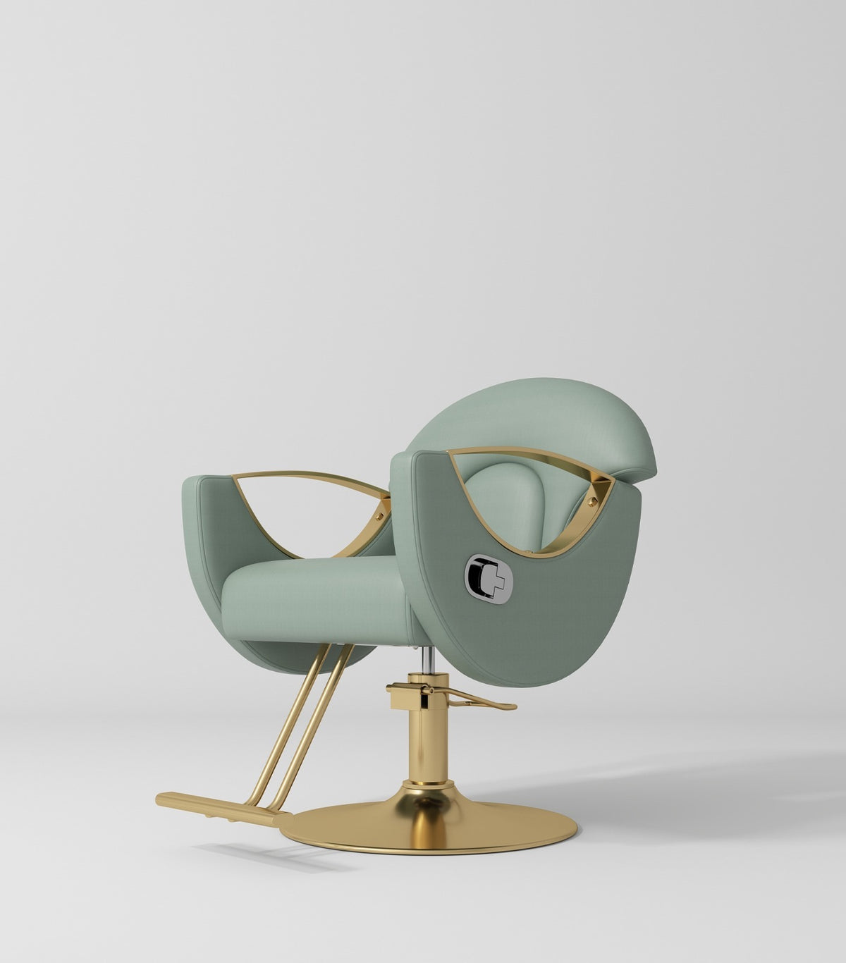 Sage Green Hair Styling Chair with Foot pump and rest