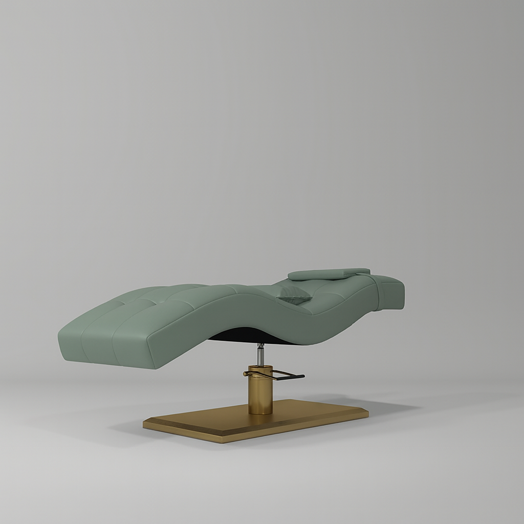 Comfy Green Leather Lash Bed with gold base