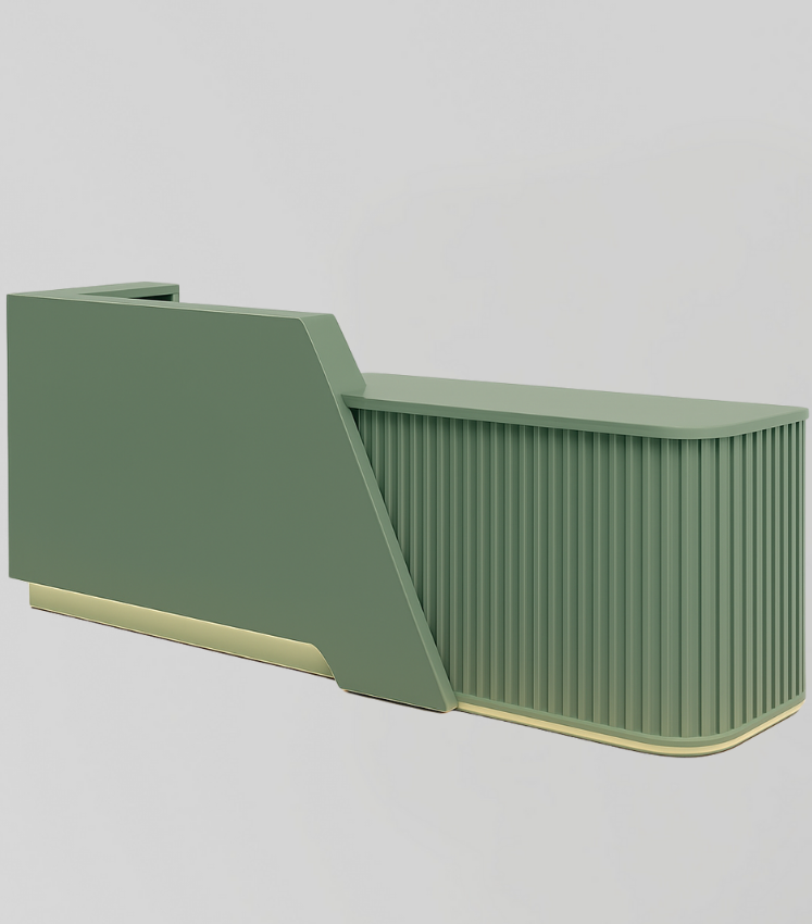 MDF Reception Desk in Sage Green with LED Light