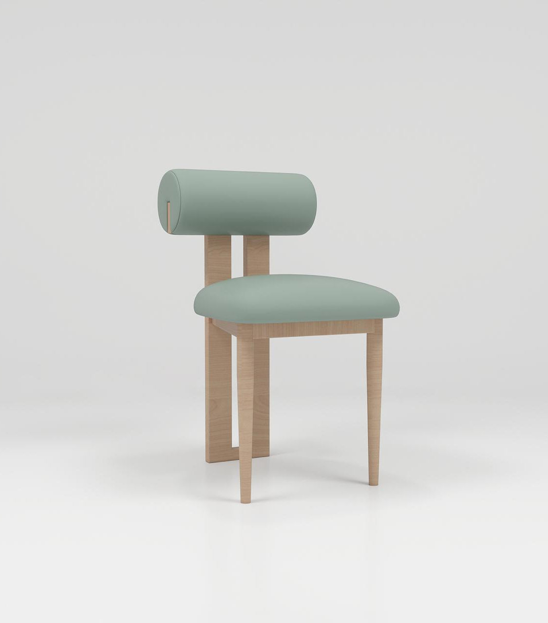 Green leather nail desk chair with oak legs