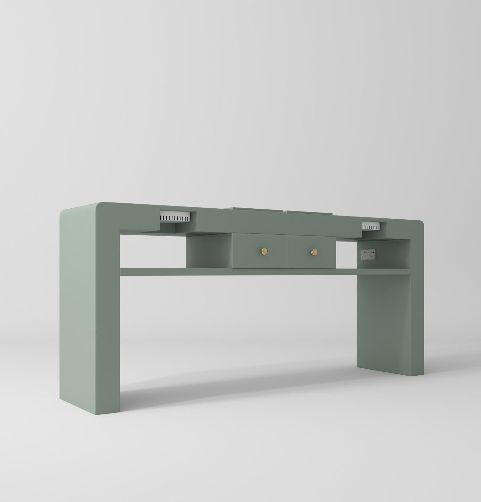 2 person sage green nail station