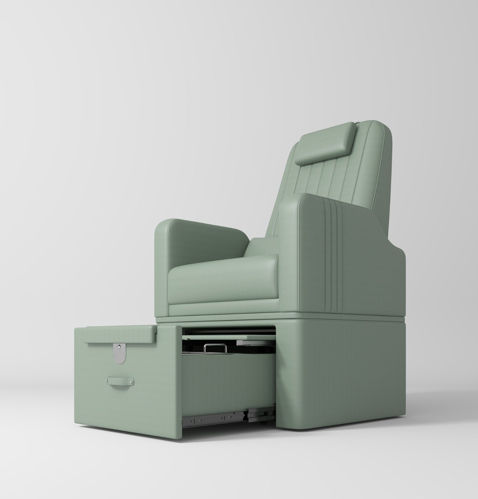 No plumbing pedicure station in Sage Green with pull out bowl