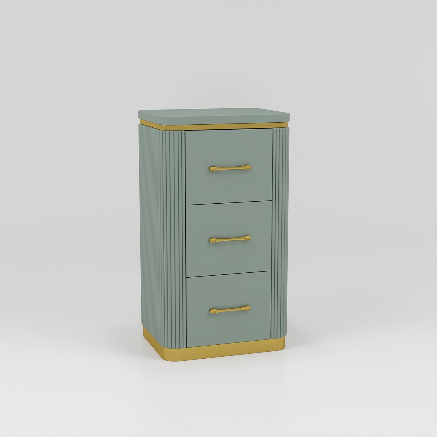 Sage Green and gold 3-drawer cabinet