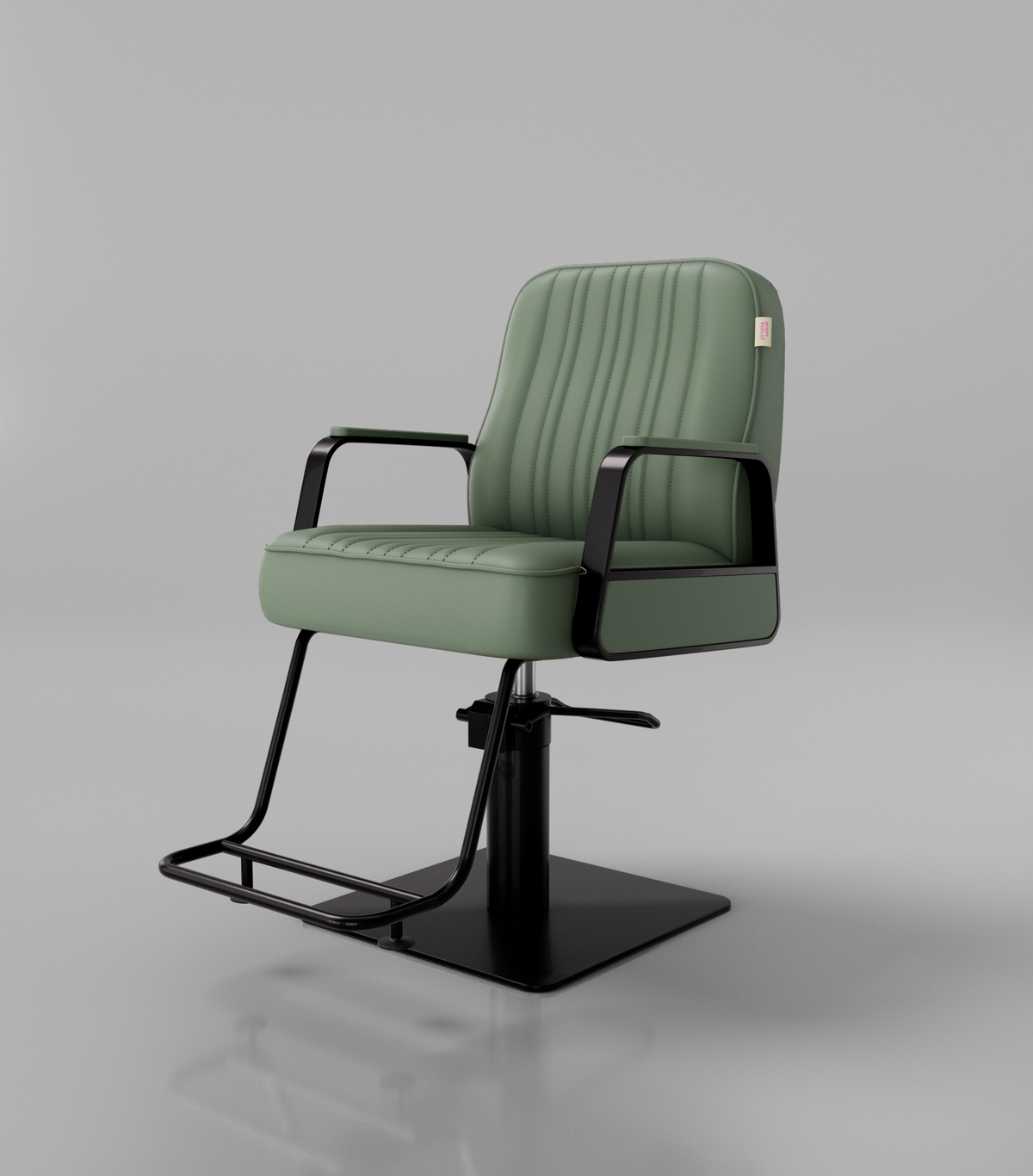 Sage green and black styling chair with adjustable pump