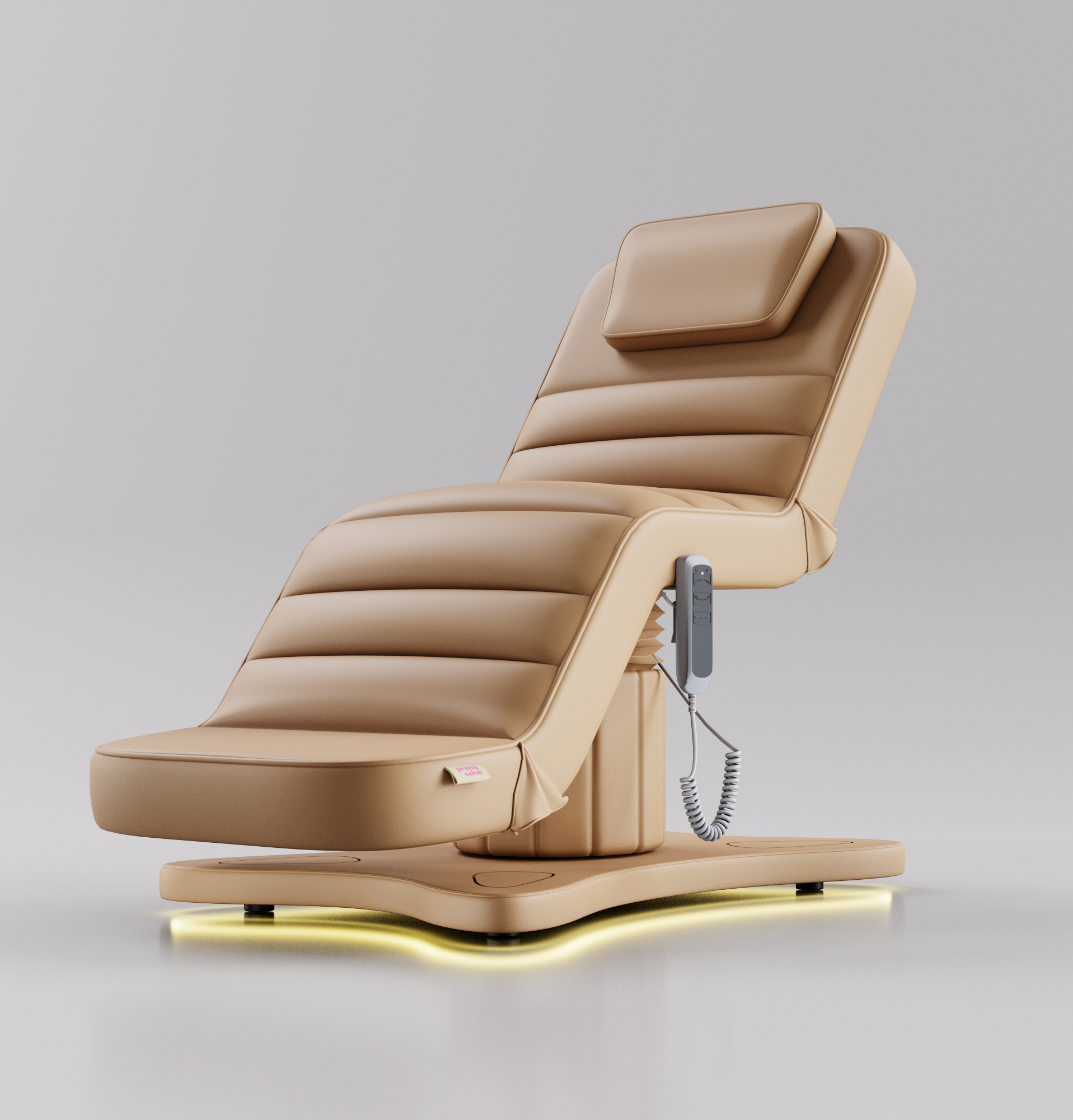 Soft brown beauty bed with LED light with three motor