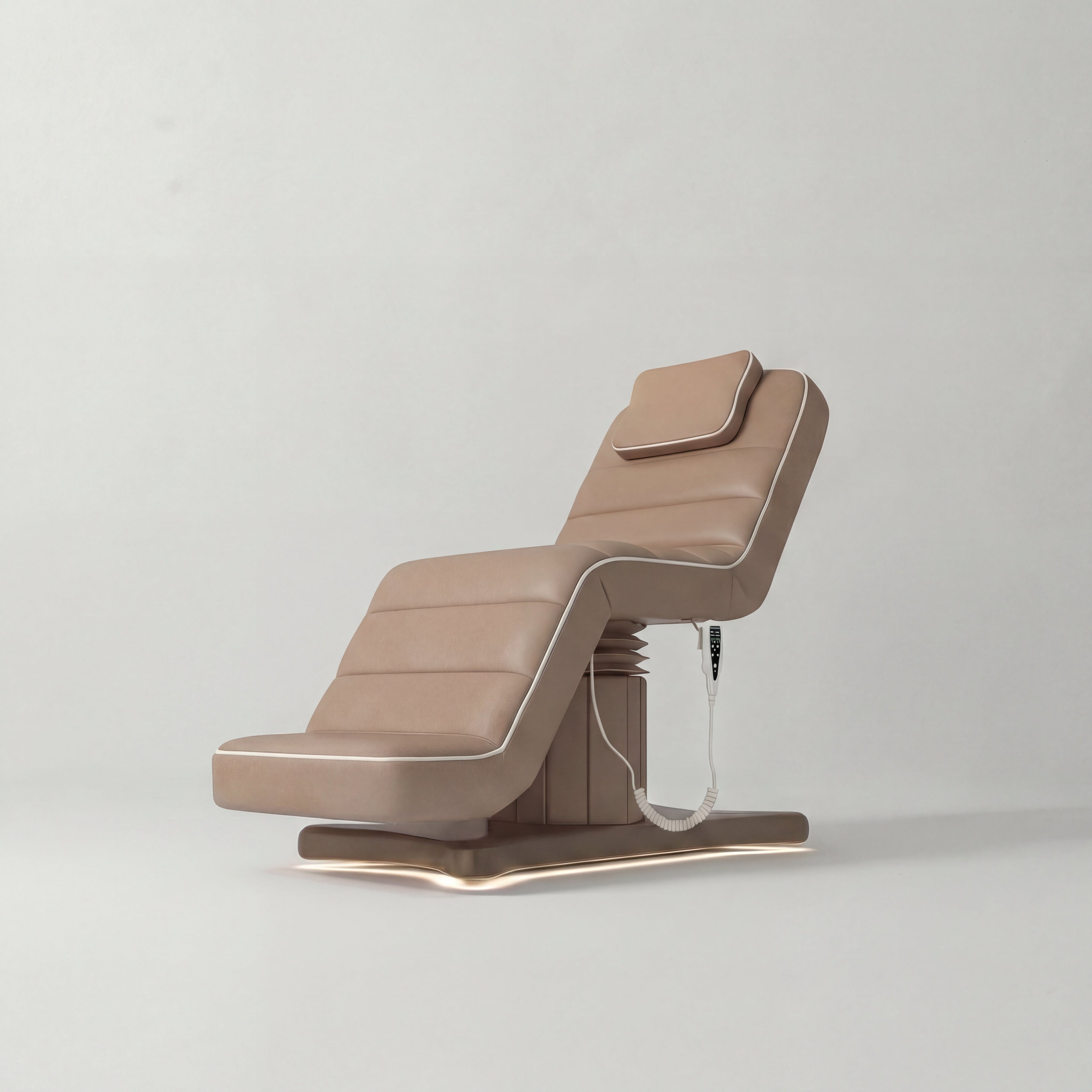 3 motor bed in brown and cream leather