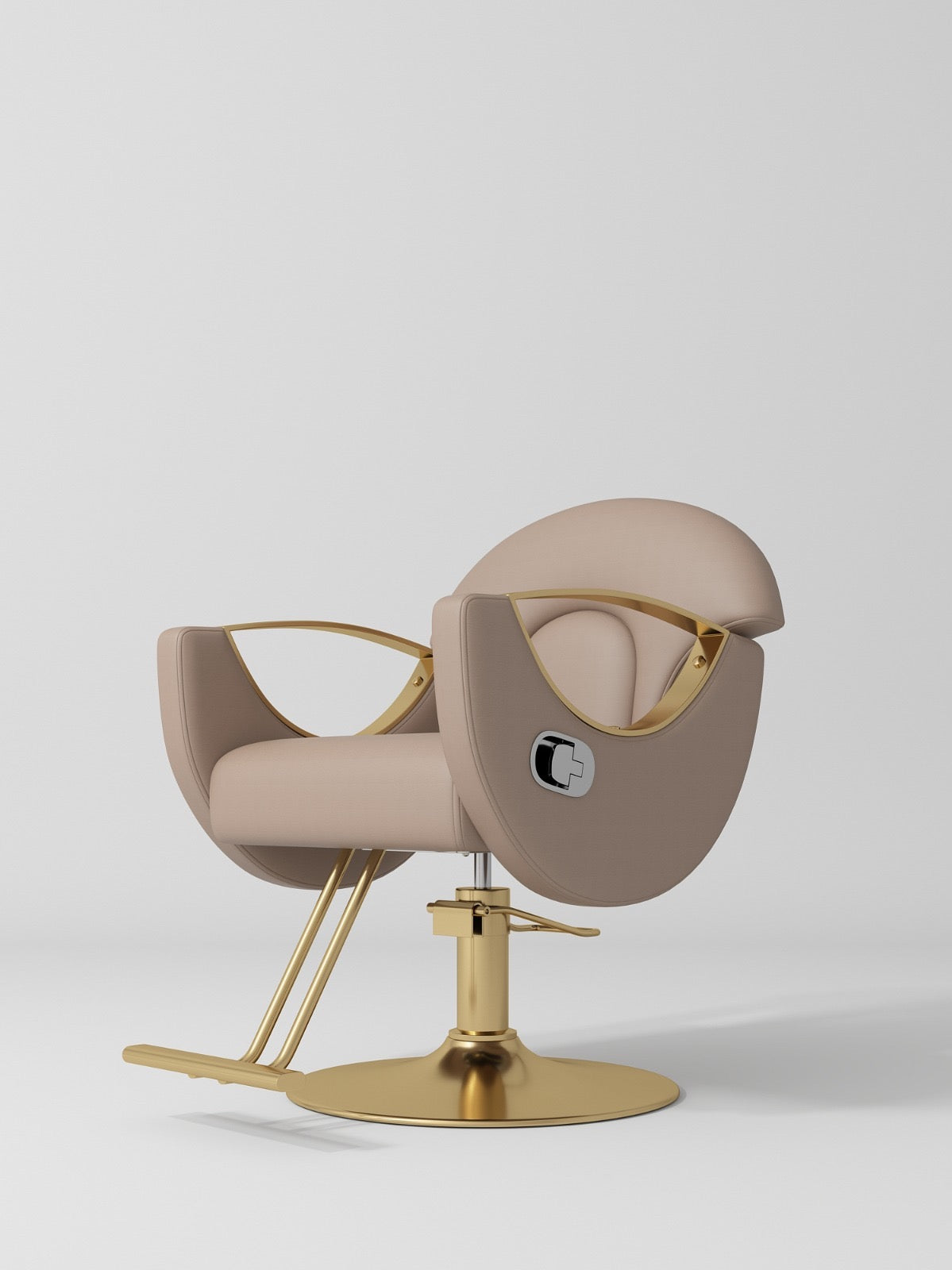 Brown Hair Styling Chair with Foot Pump and Foot Rest