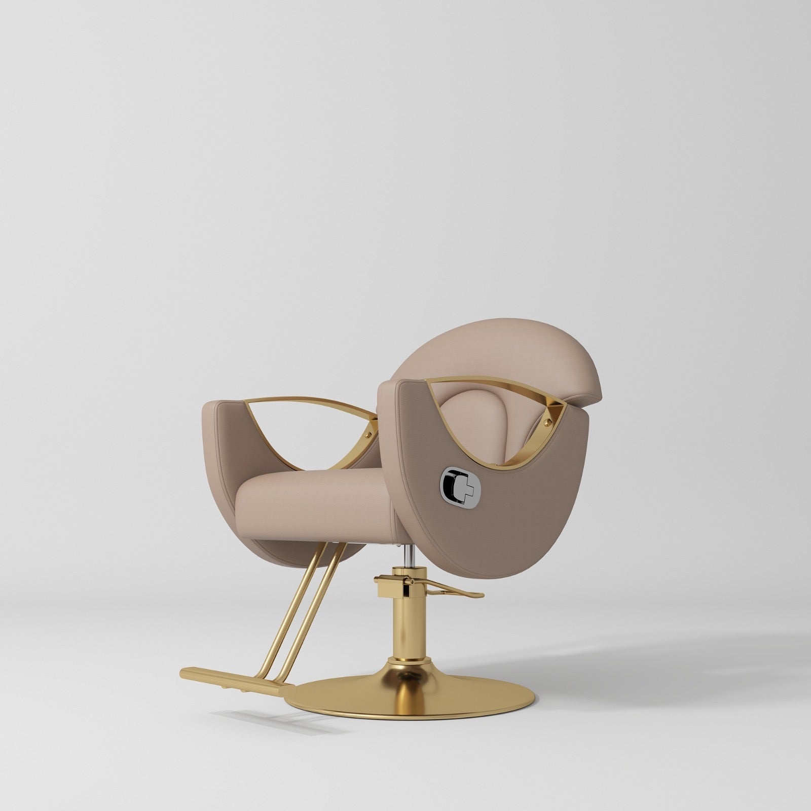 Brown Hair Styling Chair with Foot Pump and Foot Rest