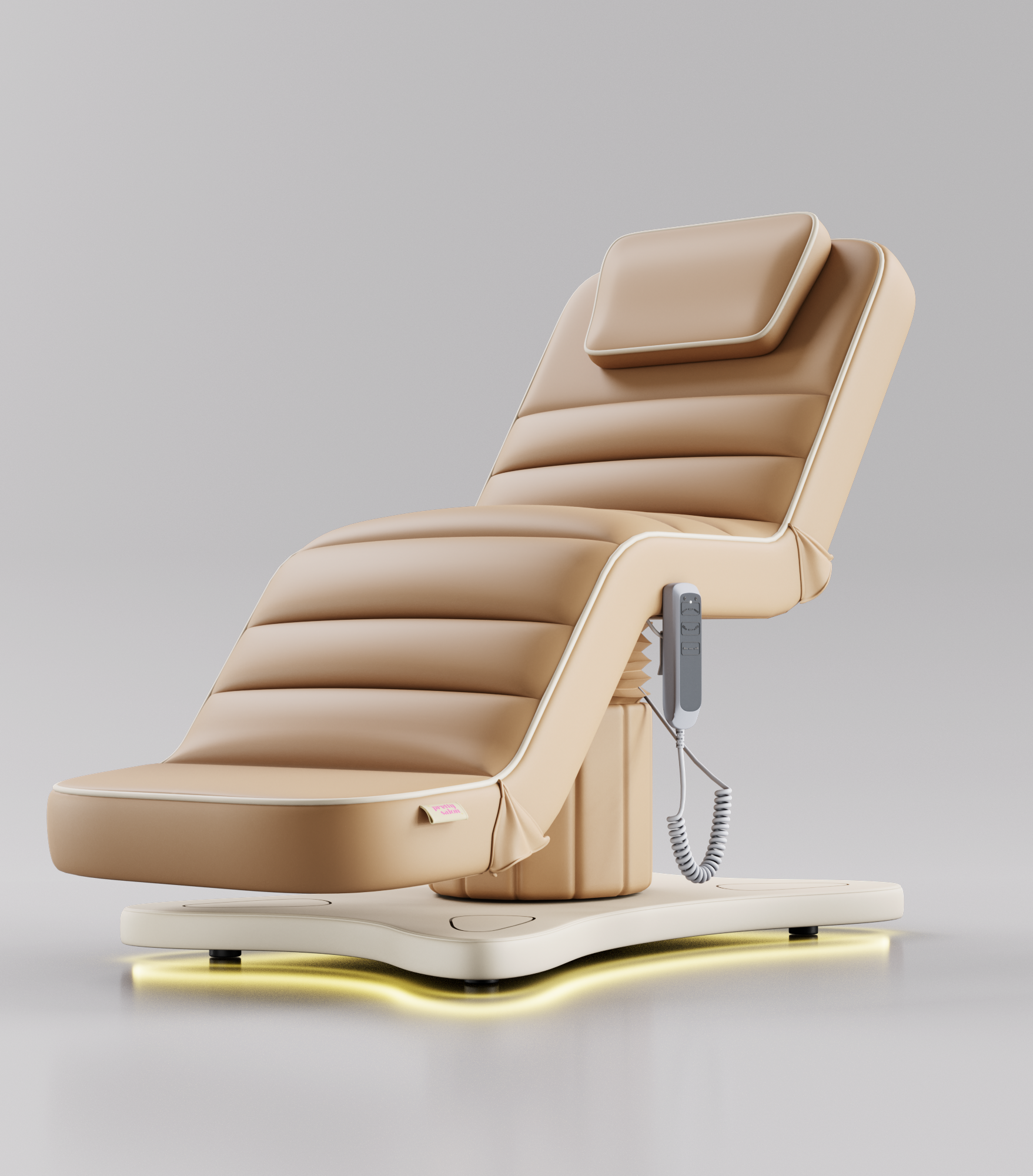 3 motor bed in brown and cream leather