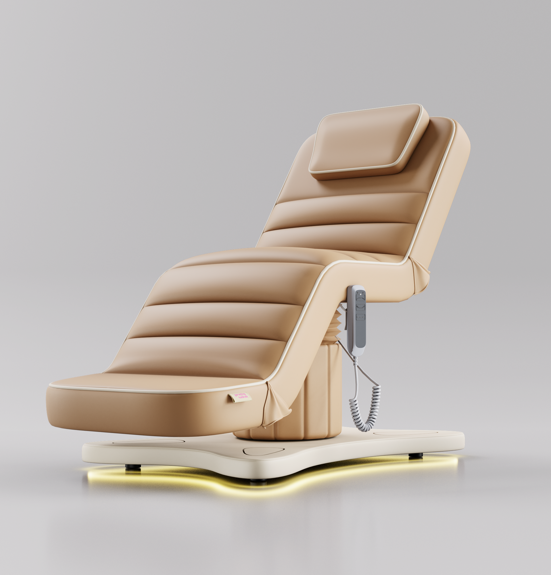 3 motor bed in brown and cream leather