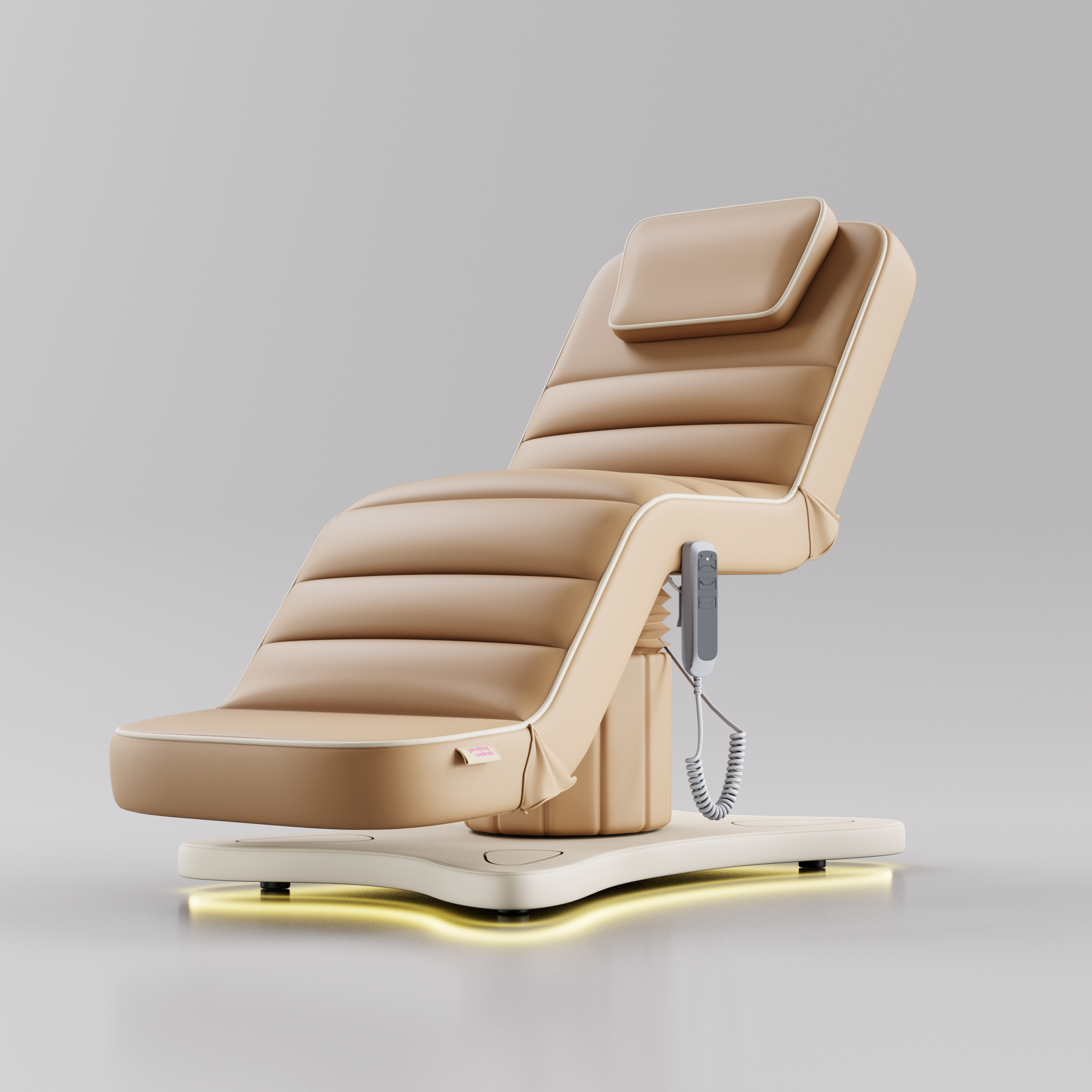 3 motor bed in brown and cream leather