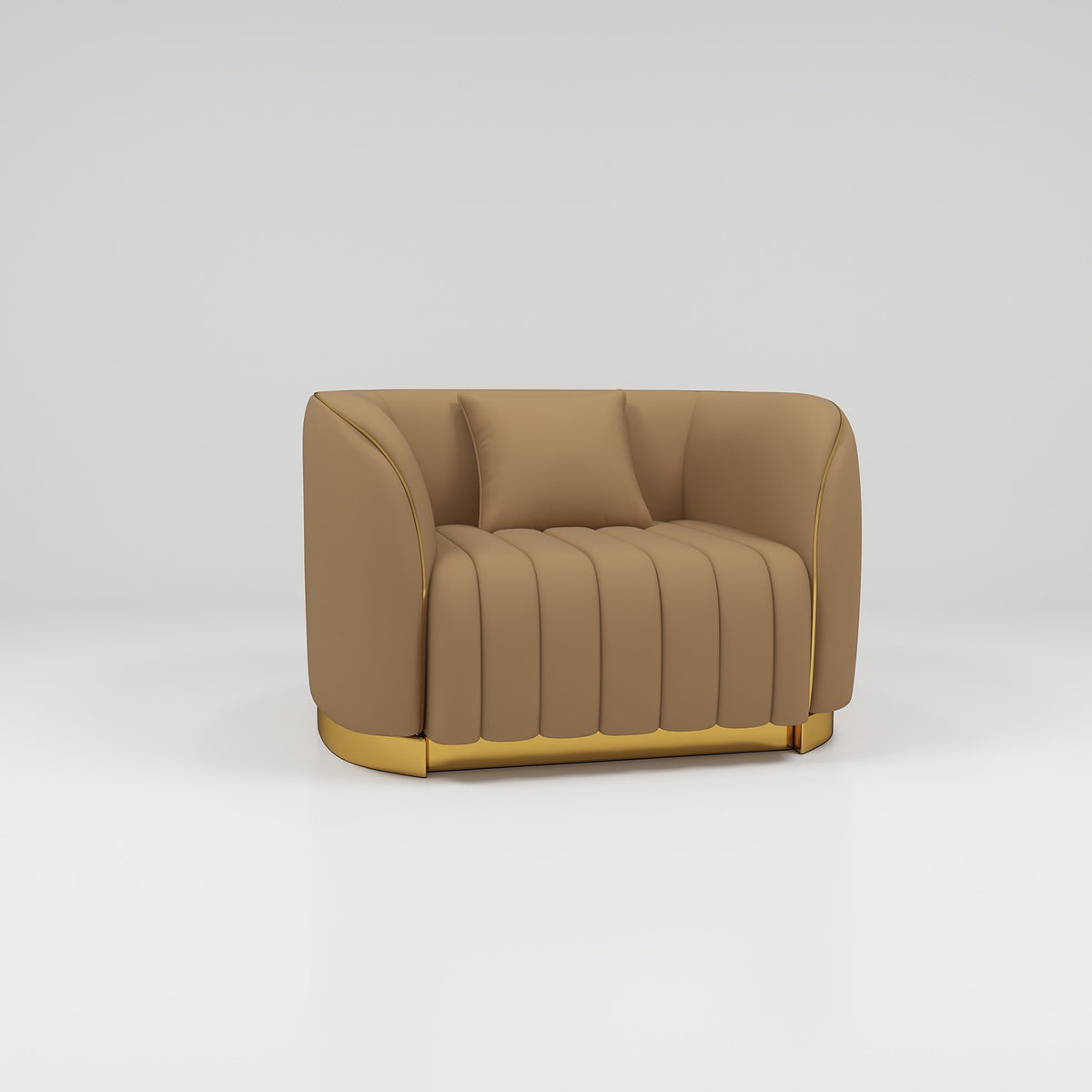 1 person light brown leather sofa