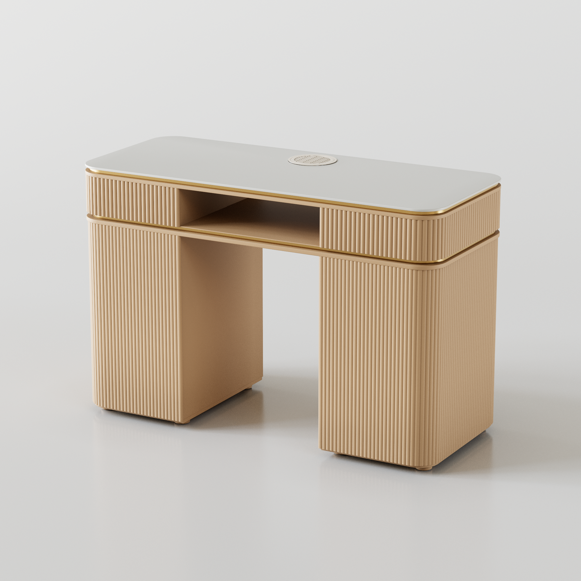 Nail desk for manicures with gold trim