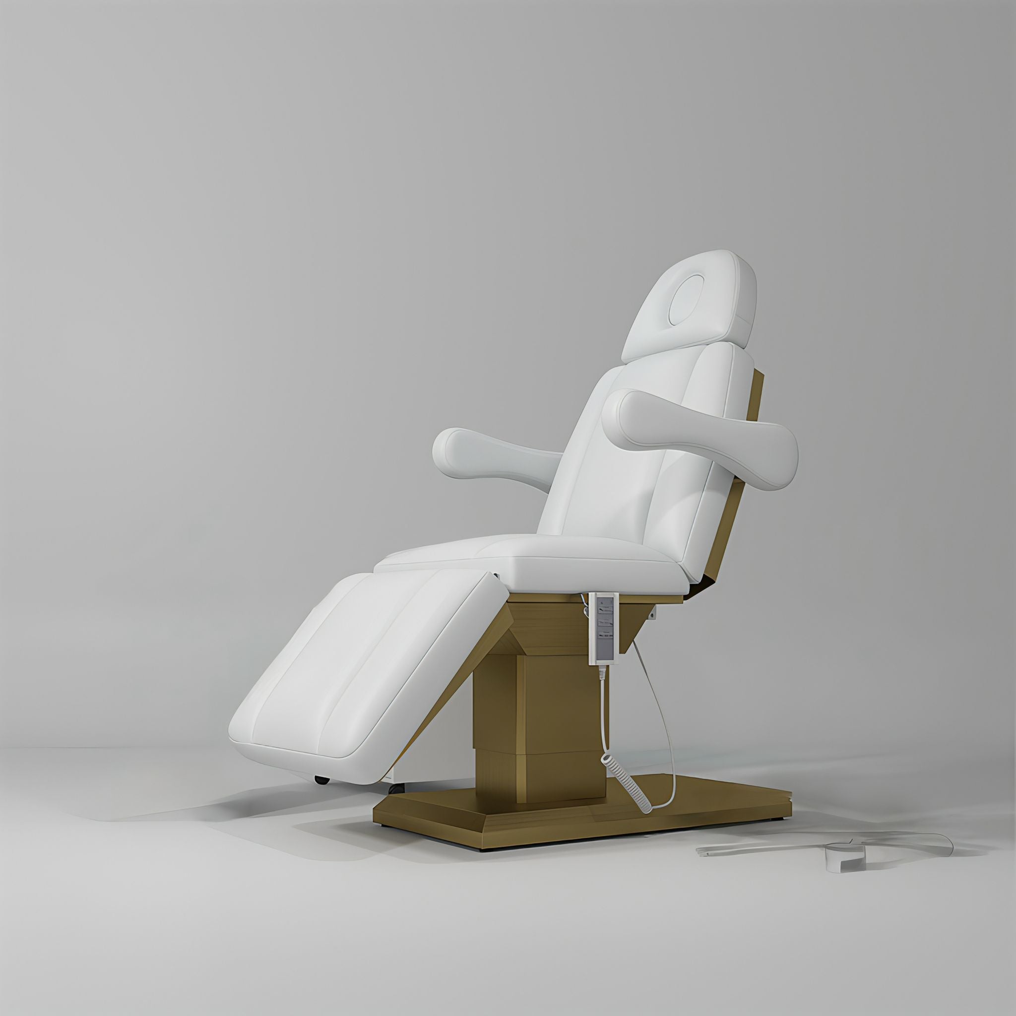 White with gold base electric salon bed