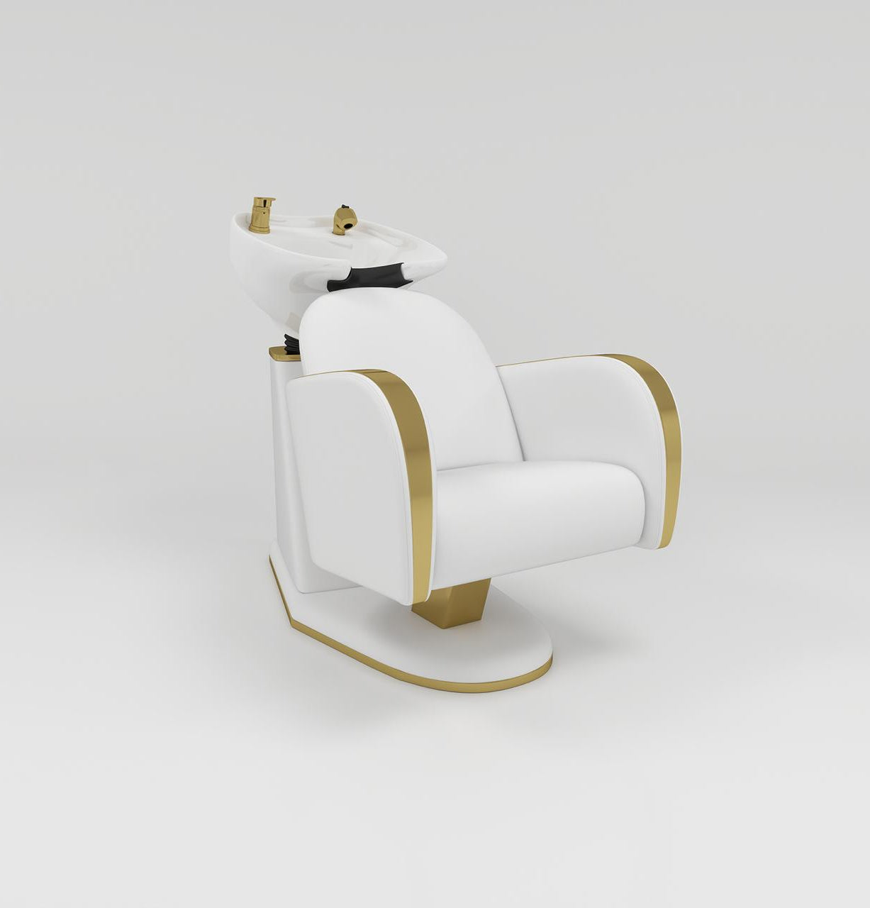 White Hair Wash Unit with Gold Accessories