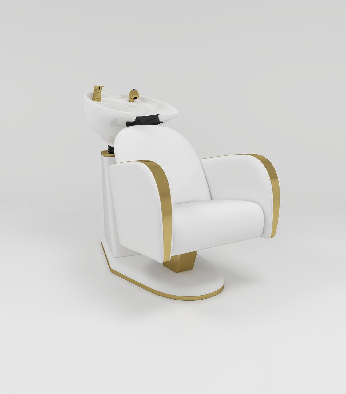 White Hair Wash Unit with Gold Accessories