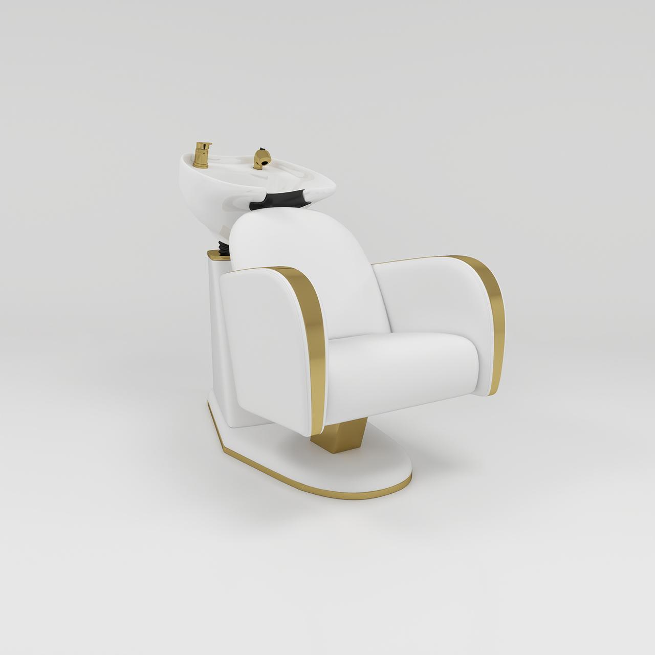 White Hair Wash Unit with Gold Accessories