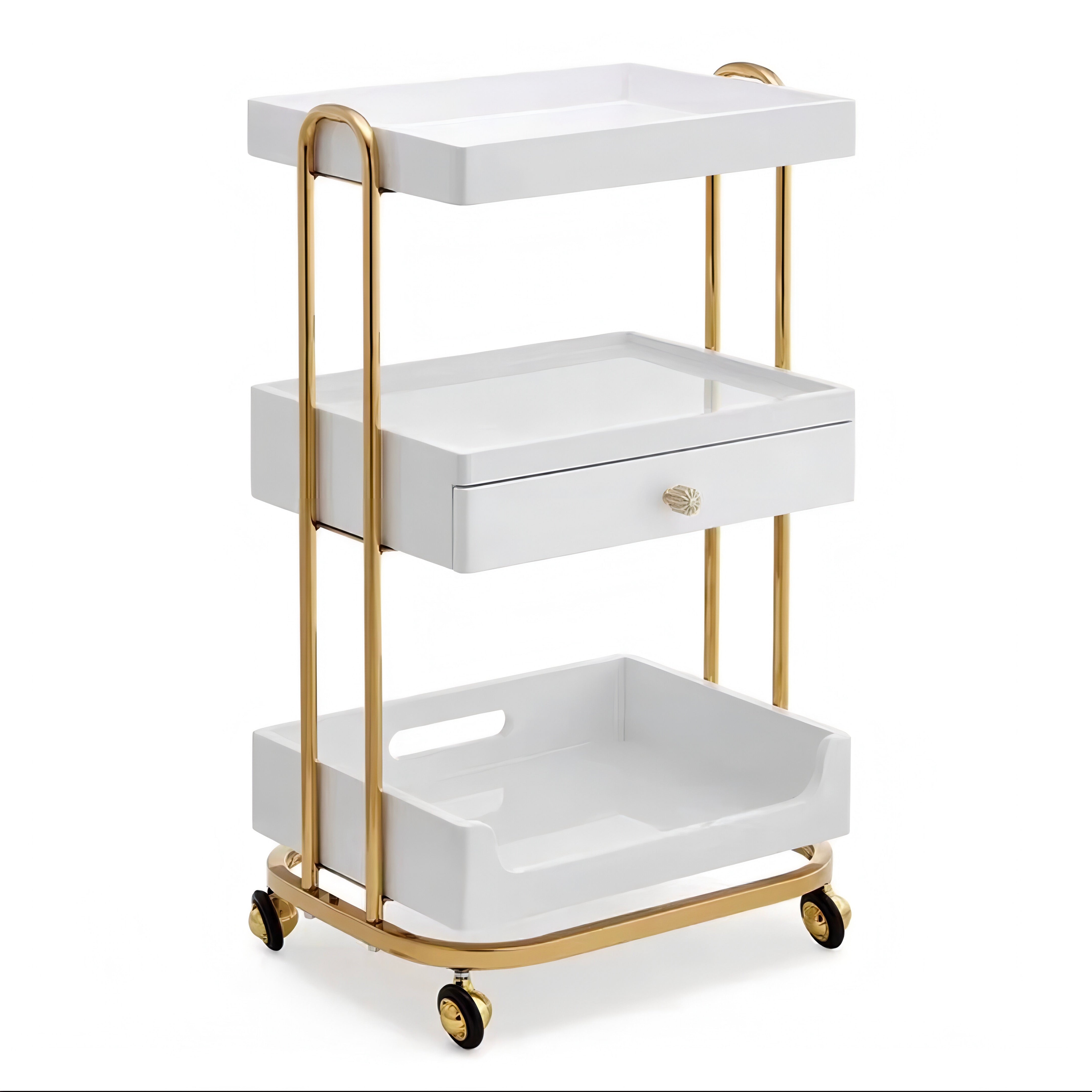 White & Gold Clinical Trolley