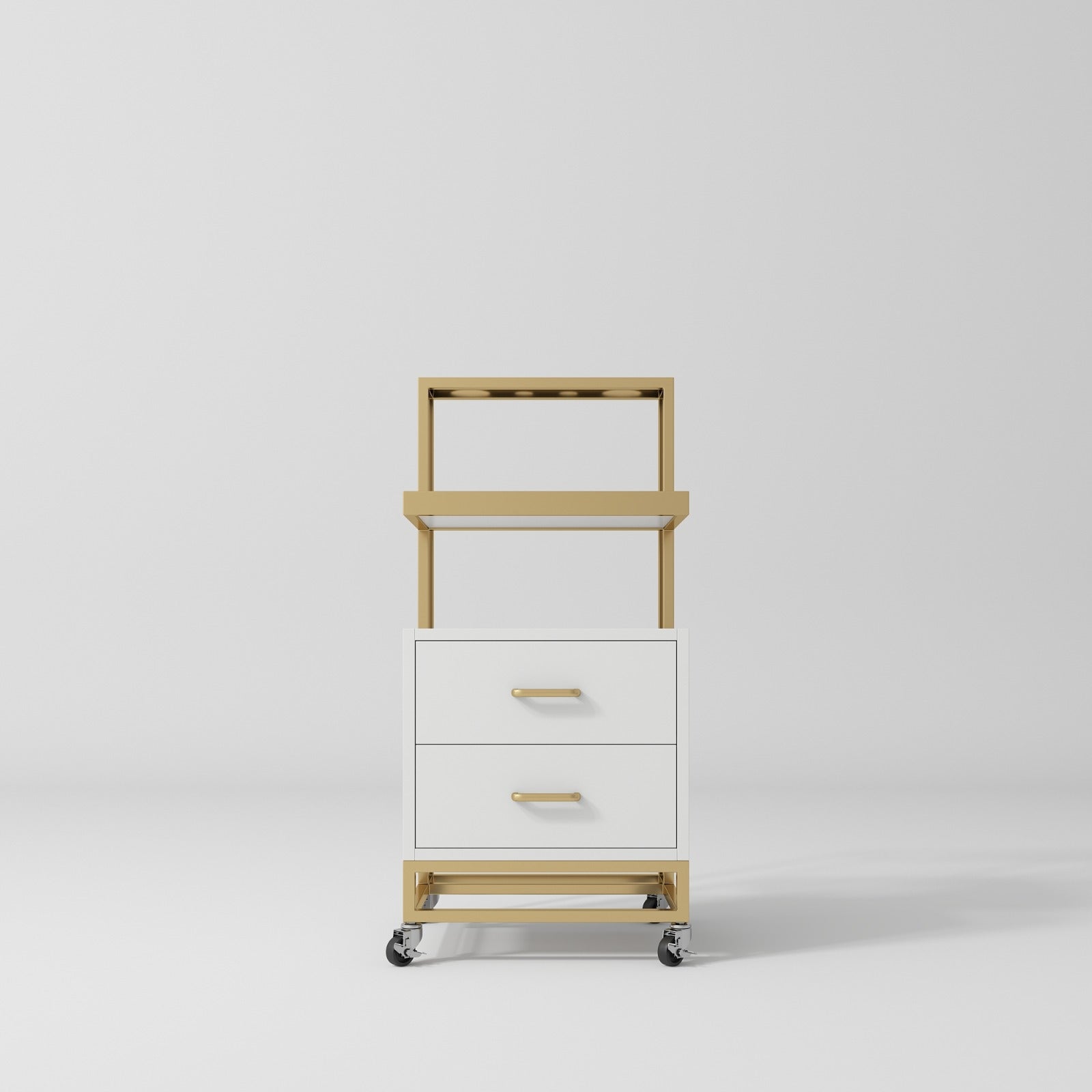 beauty trolley in white and gold