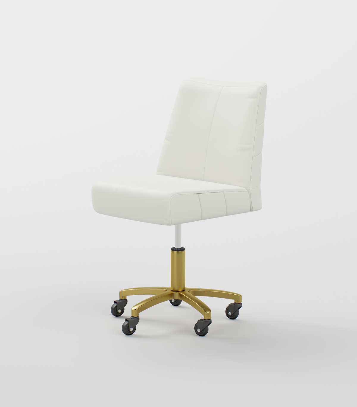 Luxury Salon Stool in White and Gold Legs