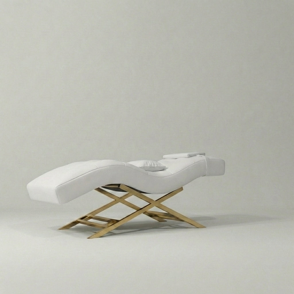 White and gold lash bed for salons