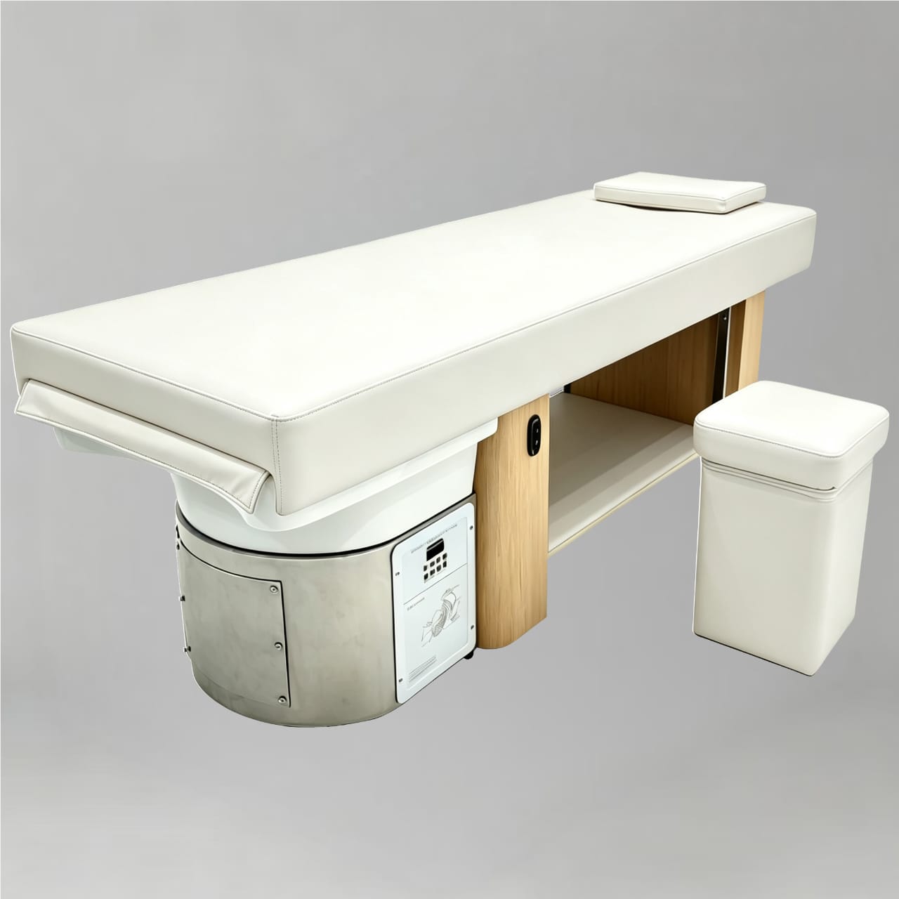 Massage Table in White Leather with Japanese Head Spa