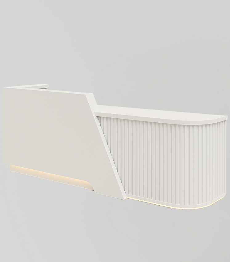 MDF Reception Desk in White with LED Light