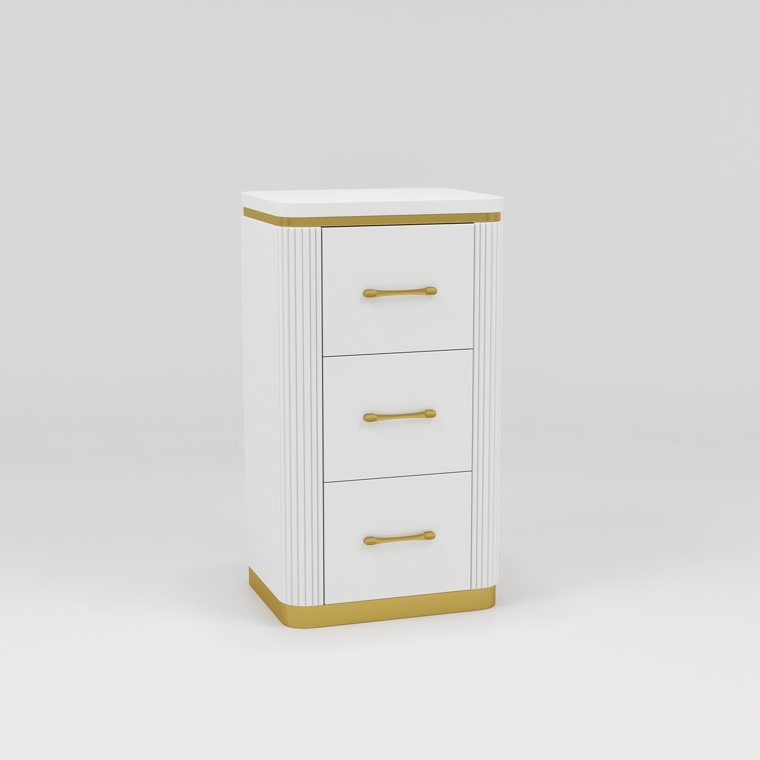 White and gold 3-drawer cabinet
