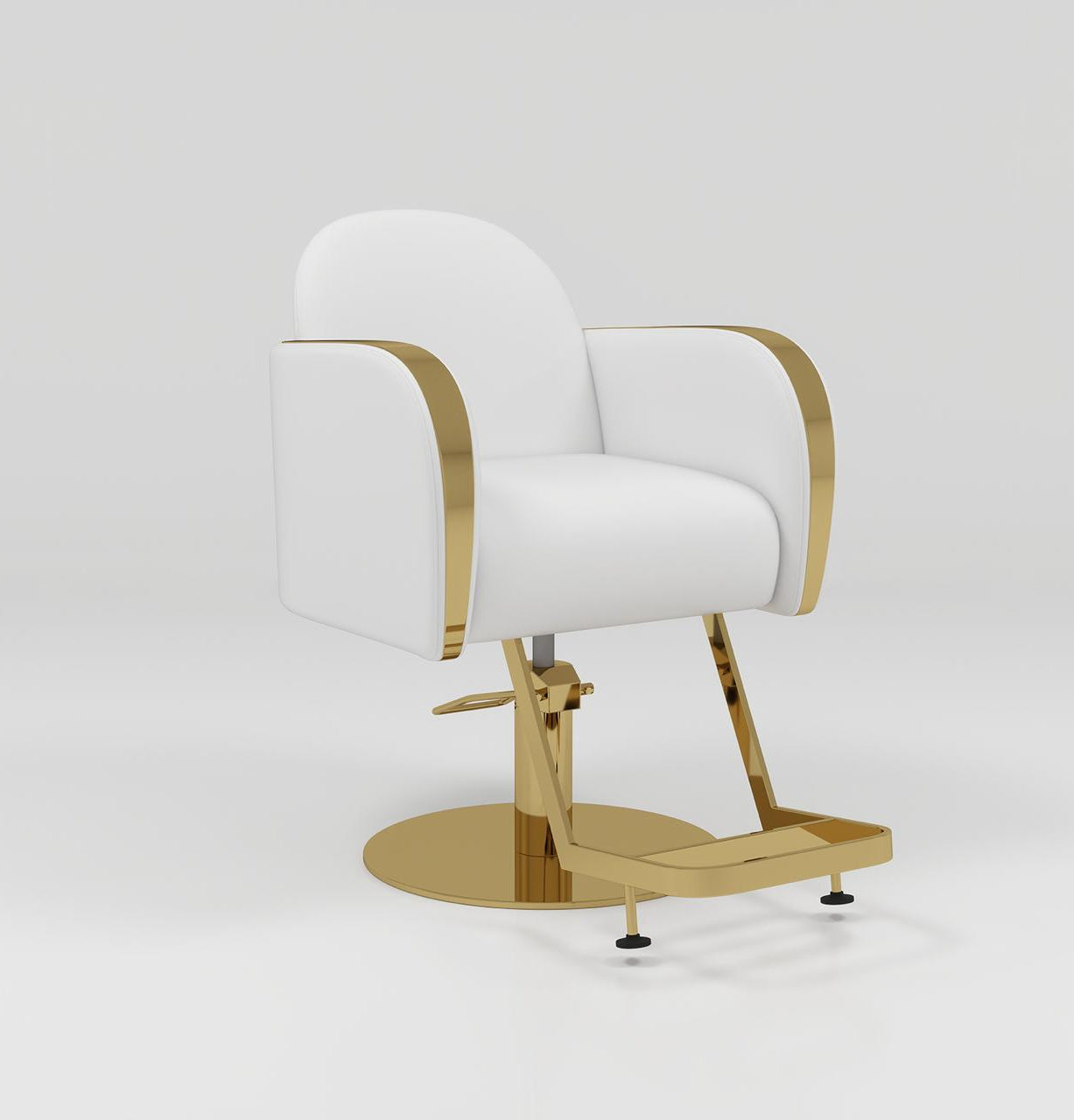 White & Gold Chair with Footrest