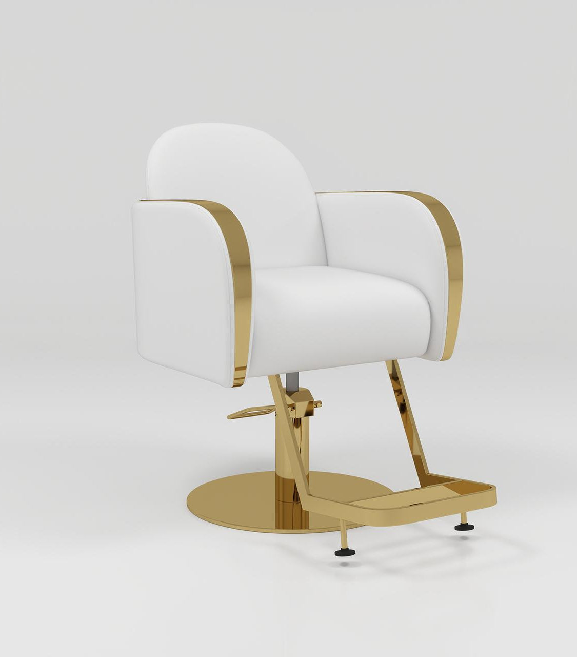 White & Gold Chair with Footrest