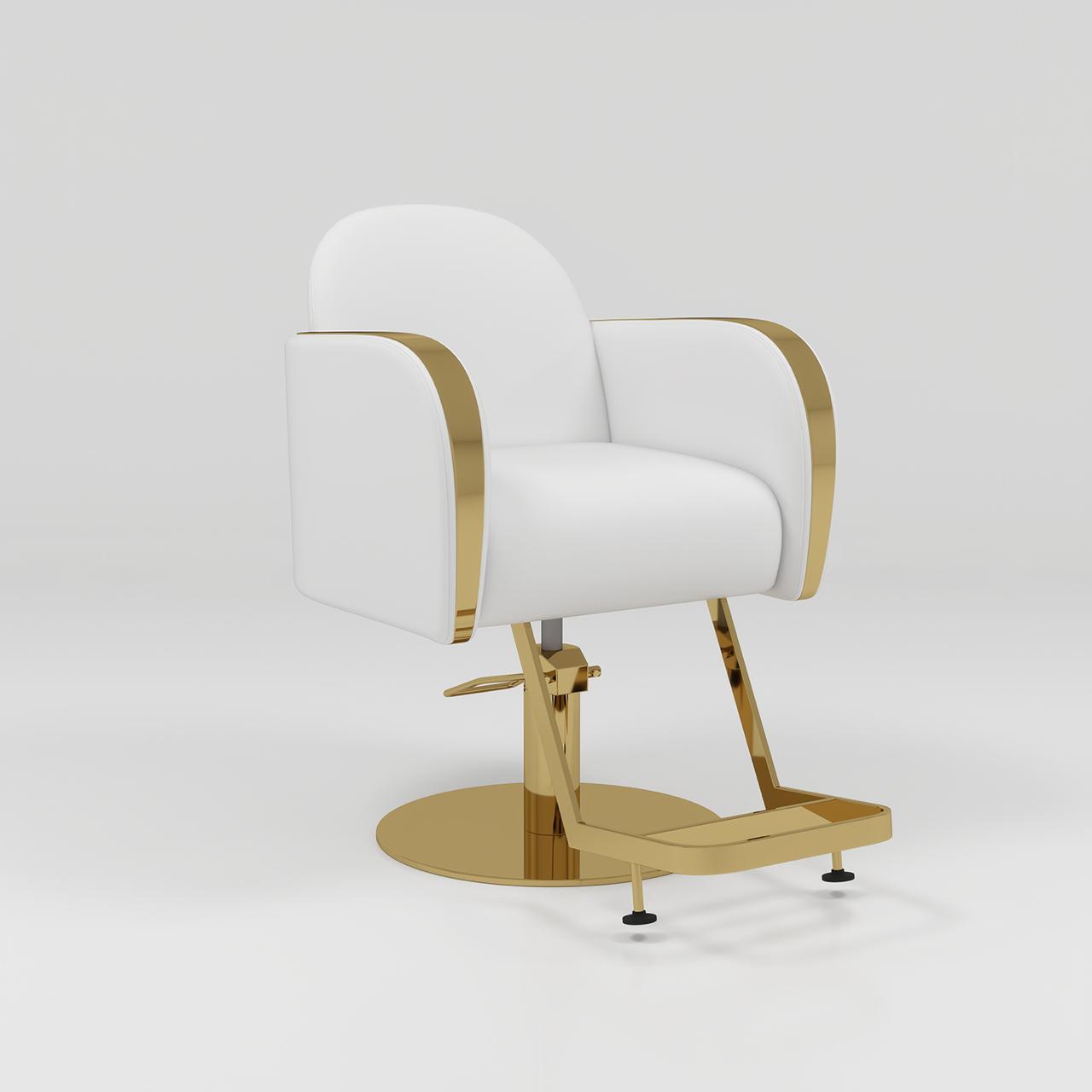 White & Gold Chair with Footrest