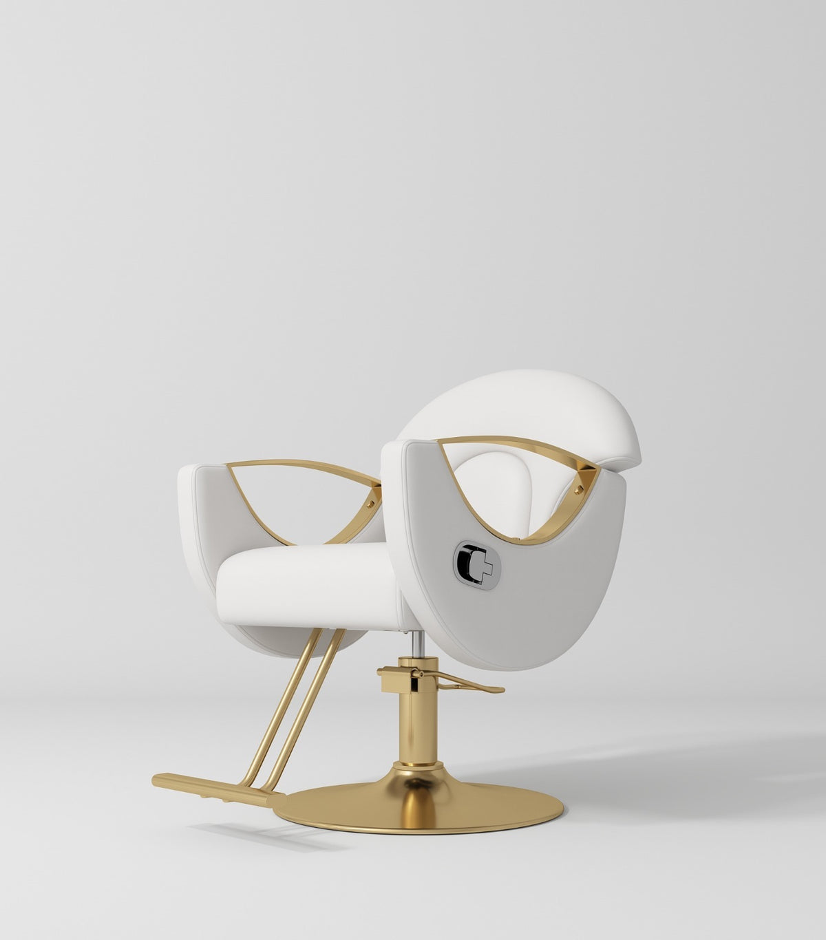 White Hair Styling Chair with Foot Pump and Foot Rest