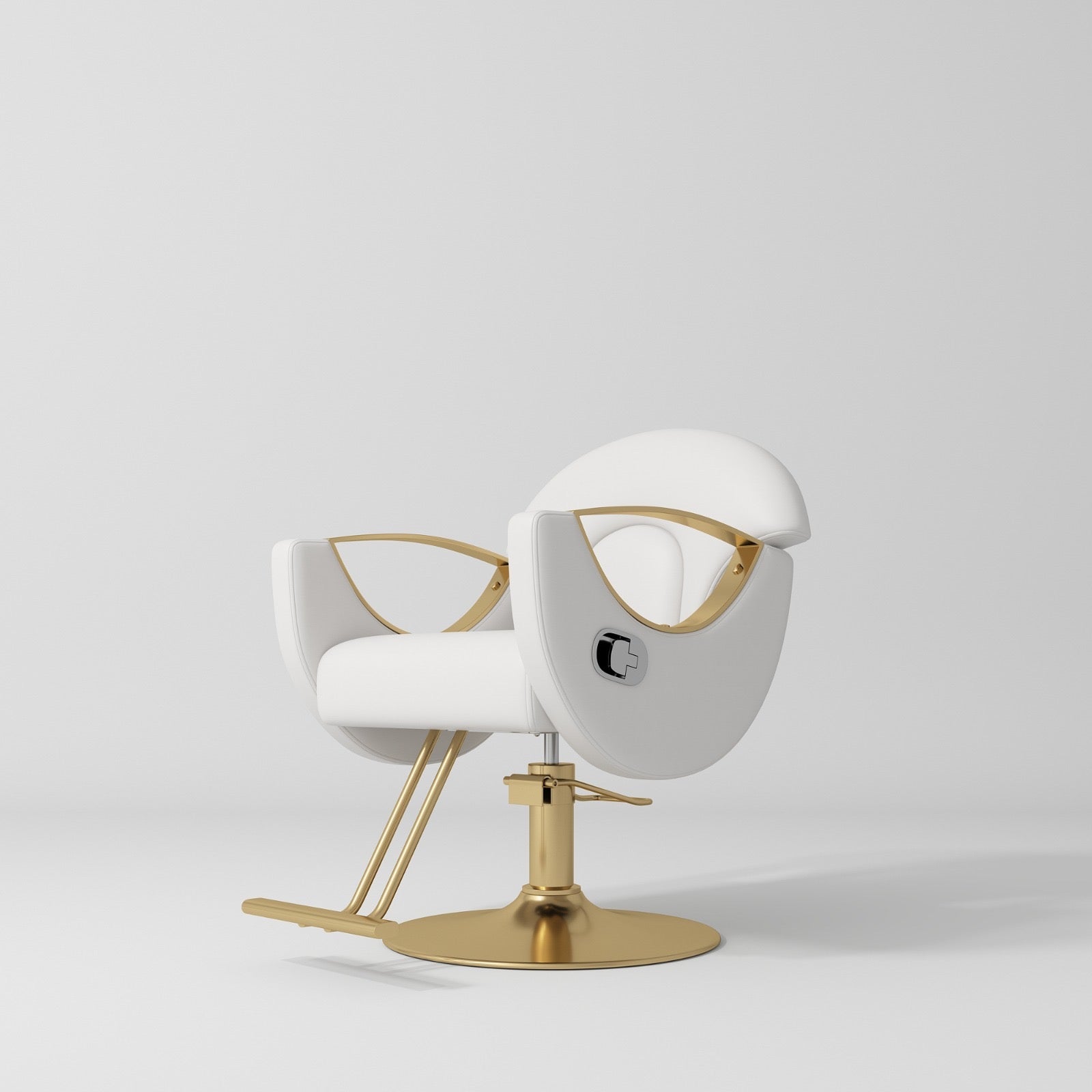 White Hair Styling Chair with Foot Pump and Foot Rest