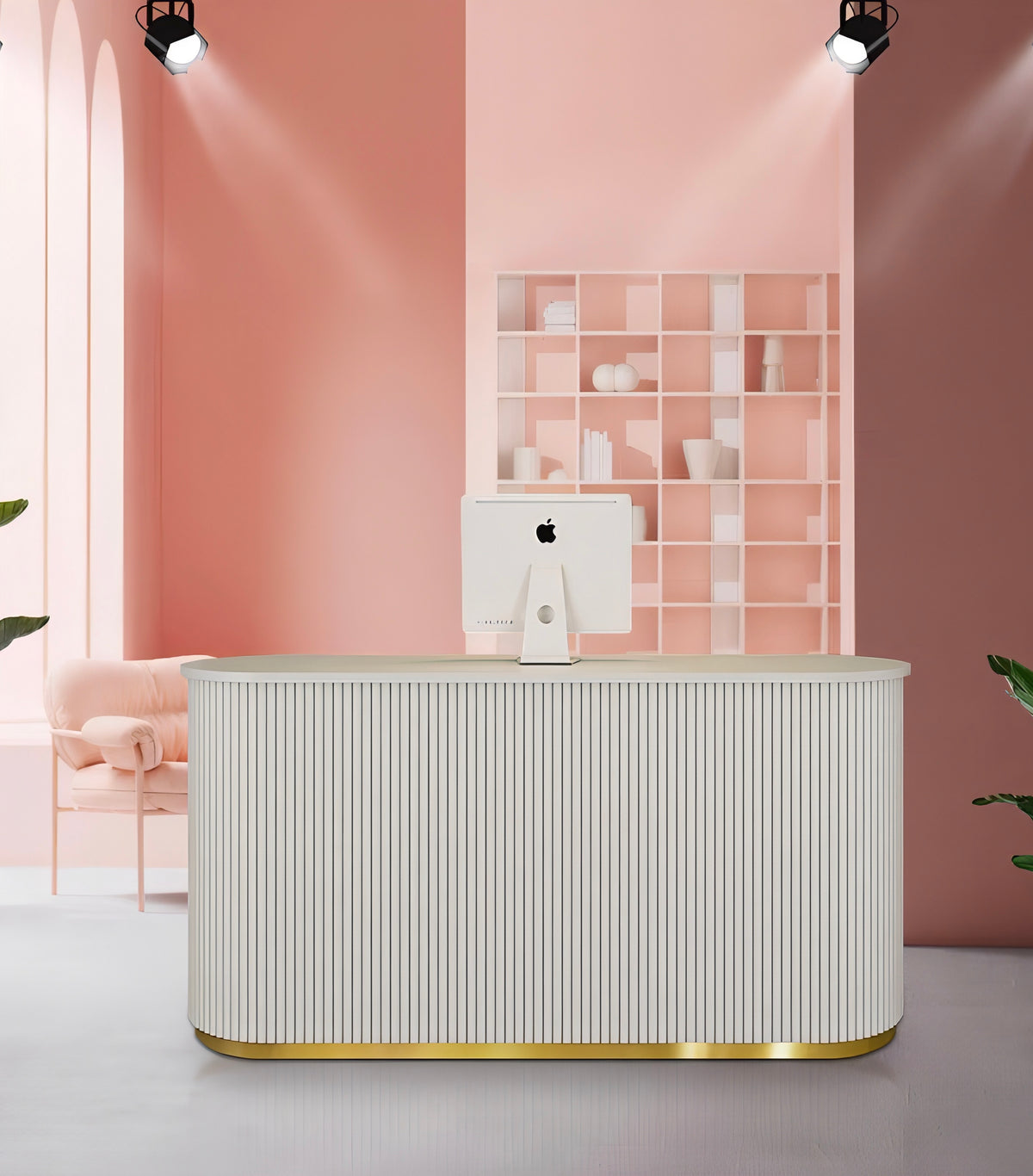 White and Gold modern reception desk