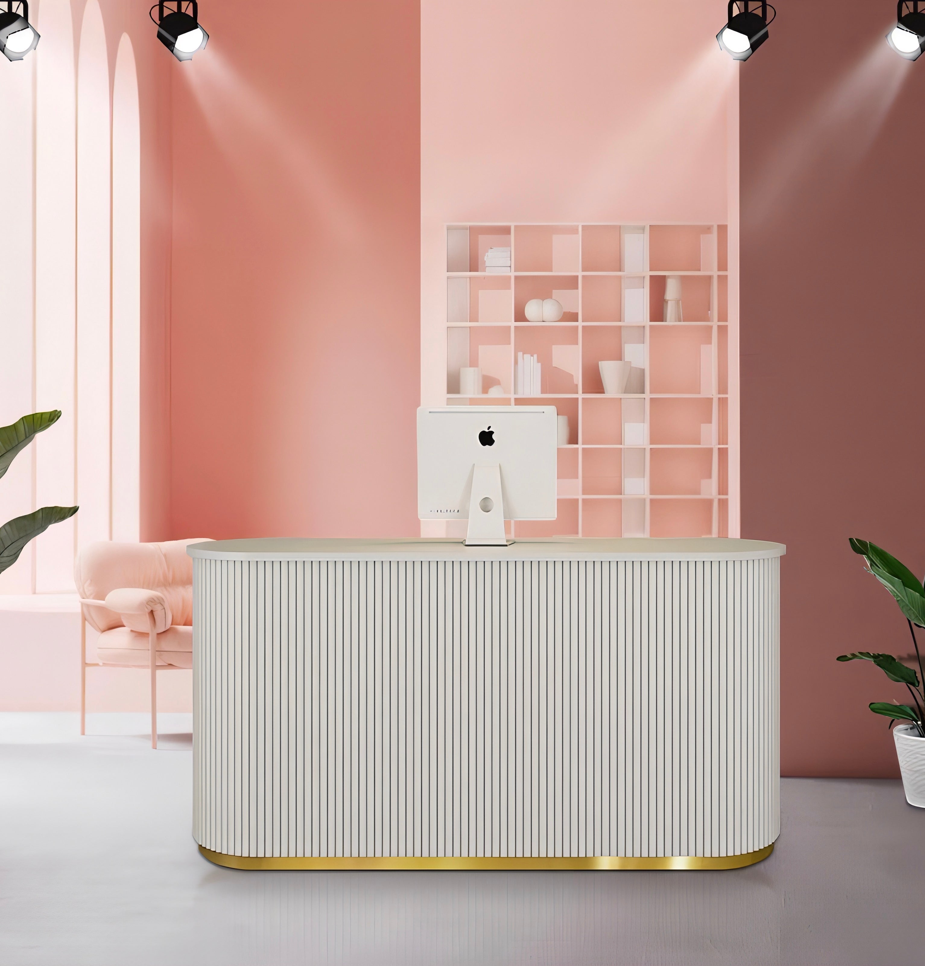 White and Gold modern reception desk